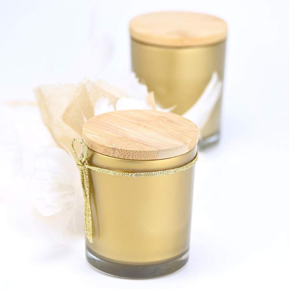 (00727) Κερί χρυσό με ξύλινο καπάκι amber