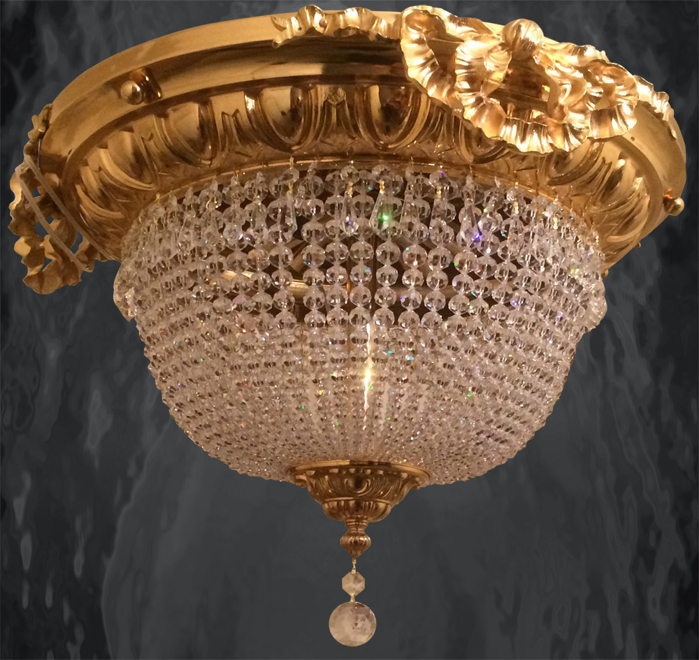 Mosiężna lampa kryształowa