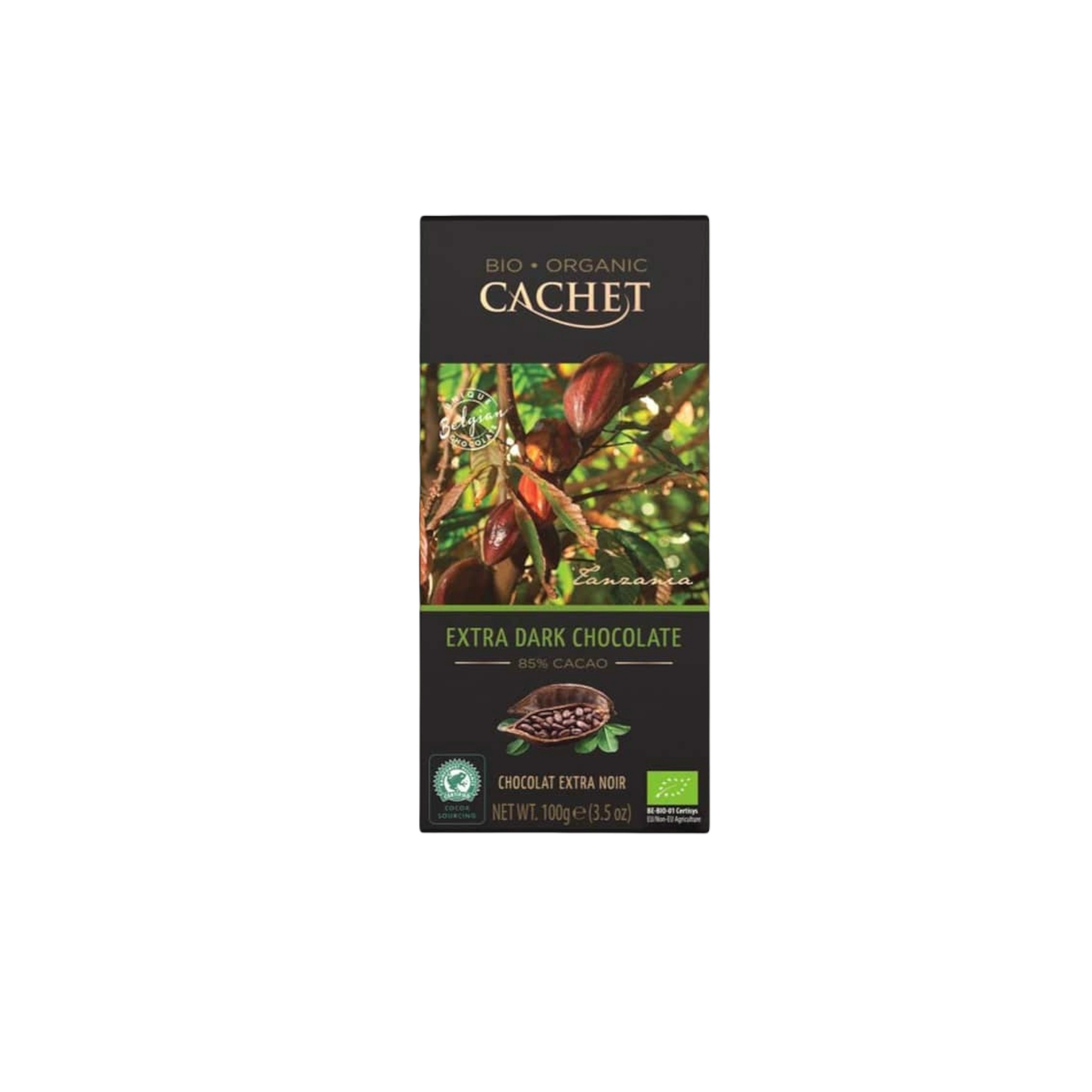 Cachet Μαύρη Σοκολάτα με 85% Κακάο 100gr BIO