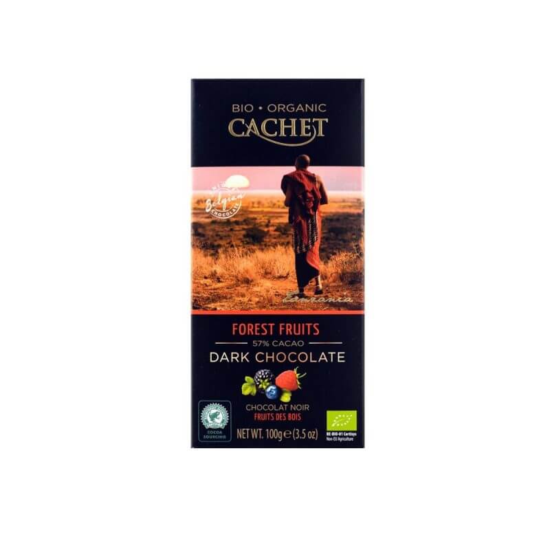 Σοκολάτα Μαύρη Φρούτα Δάσους 57% 100 γρ. Cachet Bio
