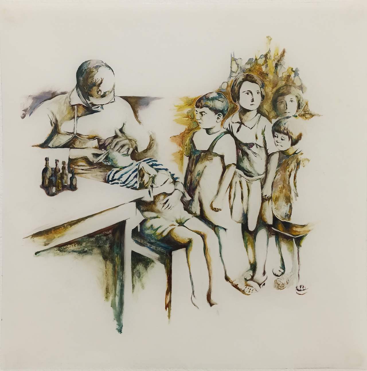 Untitled, Oil on transparent paper, 60 x 60 cm, 2022