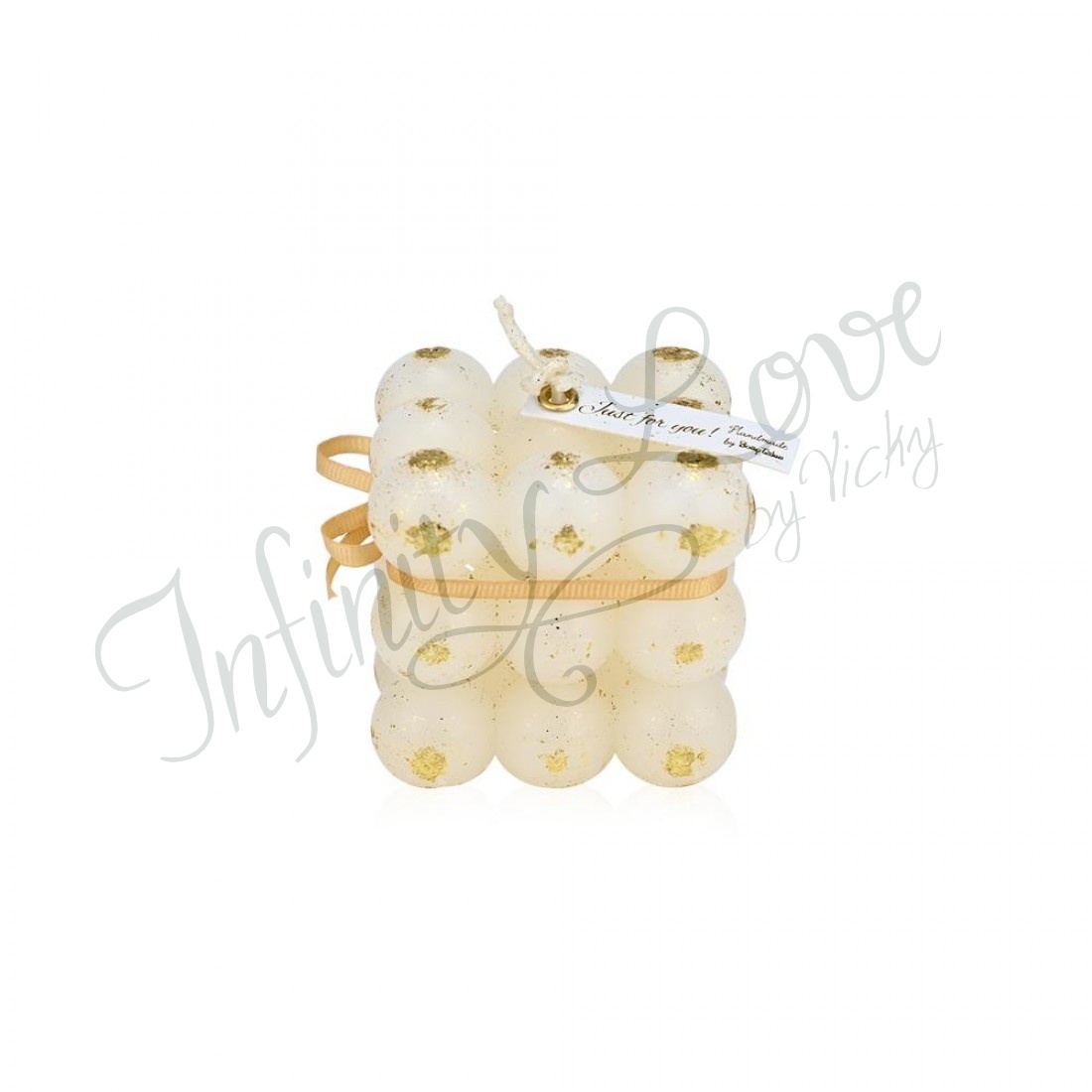 (00821) Κερί bubble λευκό με φύλλα χρυσού