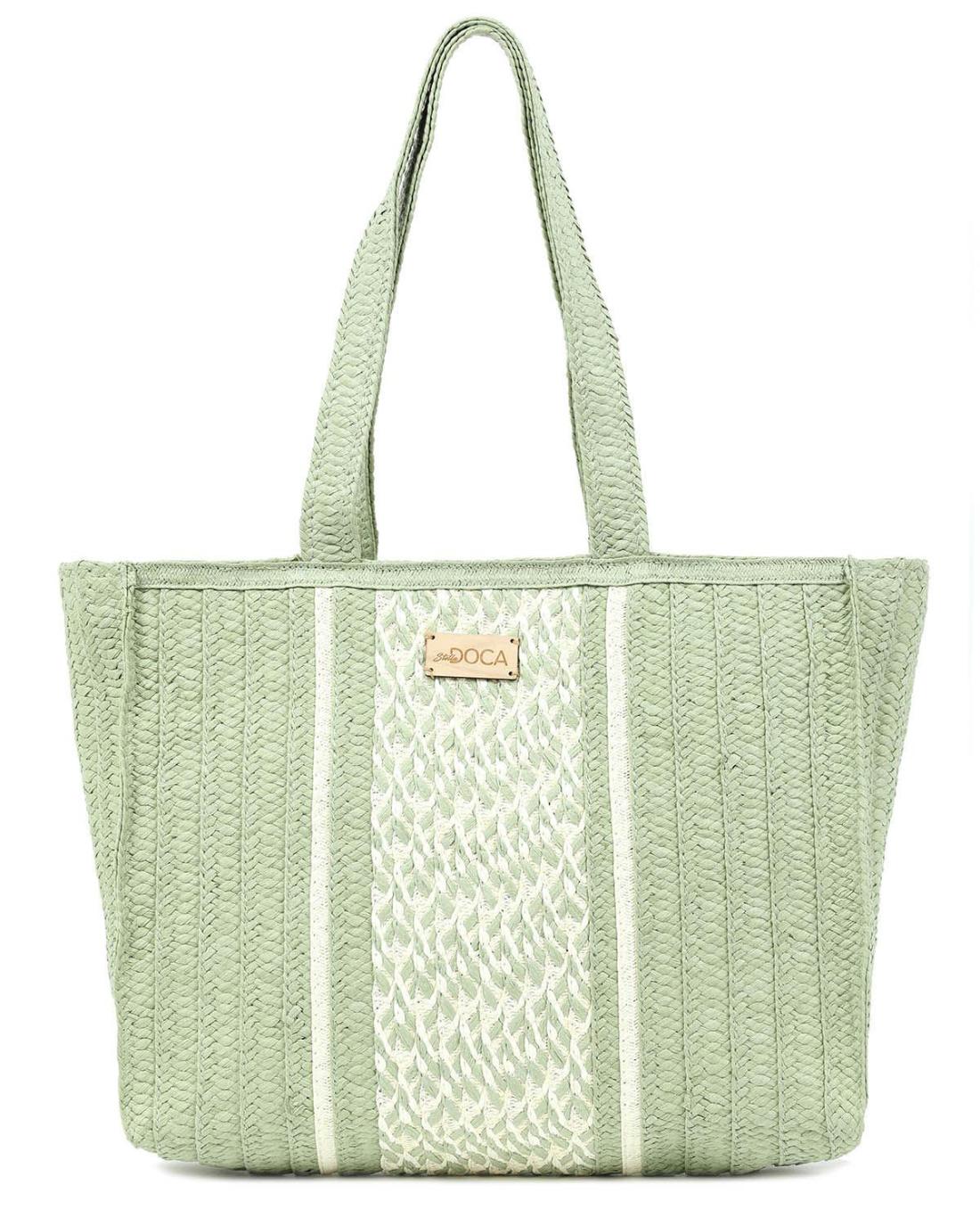 20185 | Ψάθινη γυναικεία τσάντα θαλάσσης πράσινη
